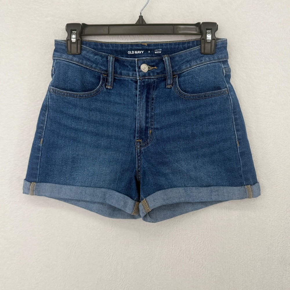 Old Navy WOW Denim Shorts Womens 2 Blue High Rise Cuffed Medium Wash Jean